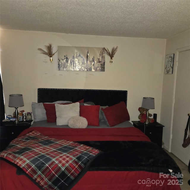 bedroom with a textured ceiling