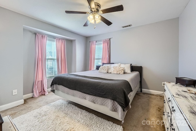 bedroom featuring carpet and ceiling fan