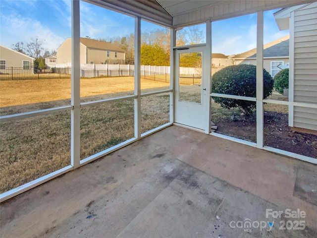 view of unfurnished sunroom