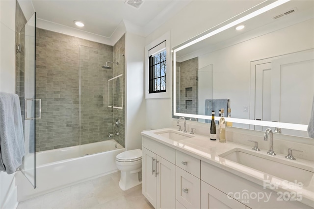 full bathroom featuring visible vents, a sink, and toilet