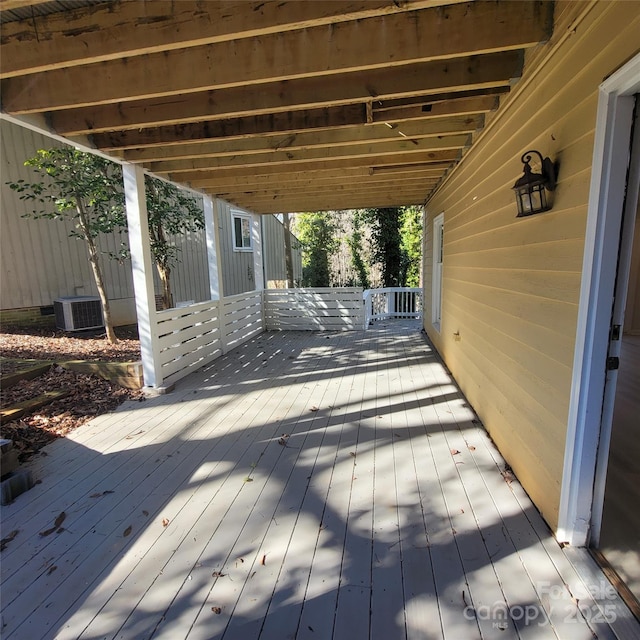 wooden deck with cooling unit