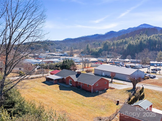 aerial view featuring a mountain view