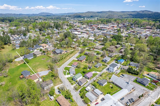 birds eye view of property featuring a mountain view