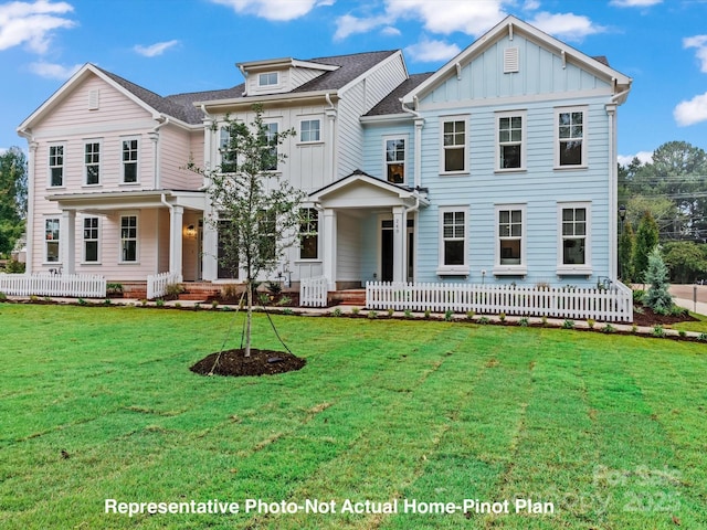 view of front of house with a front lawn