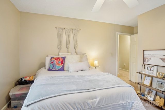 bedroom featuring ceiling fan