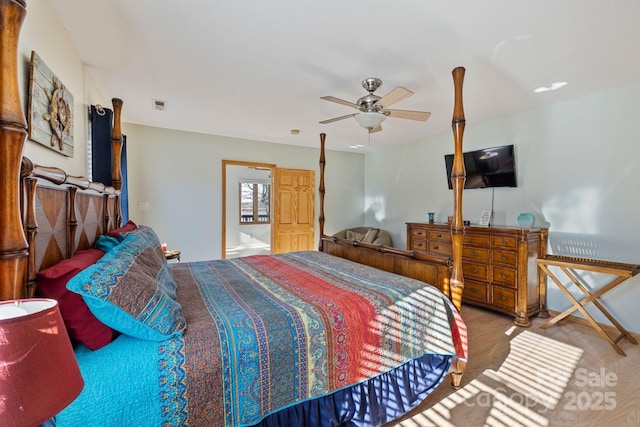 bedroom featuring carpet floors and ceiling fan