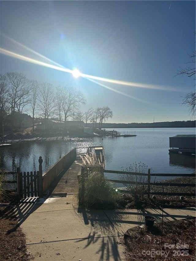 view of dock featuring a water view