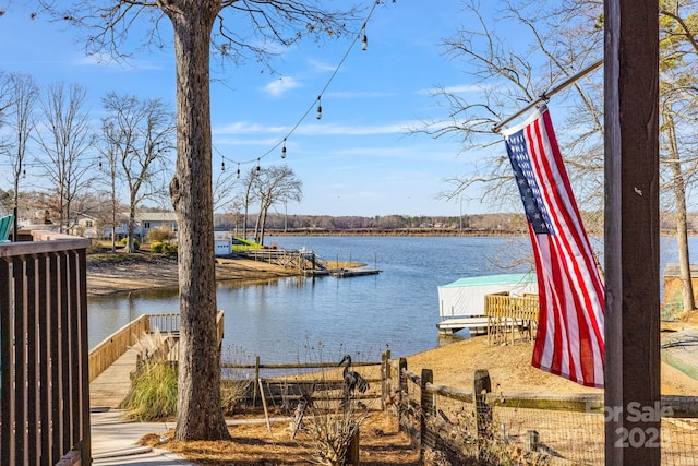 water view featuring a boat dock