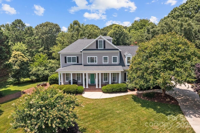 110 Lynbrook Dr, Davidson, NC 28036 - view of front of property featuring covered porch, a front lawn, and roof with shingles