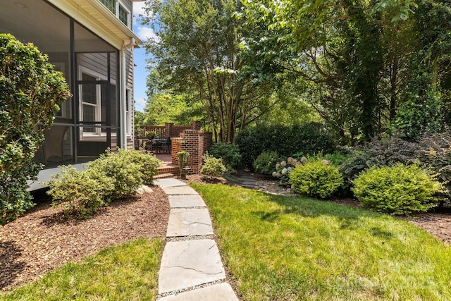 110 Lynbrook Dr, Davidson, NC 28036 - view of grassy yard featuring a sunroom