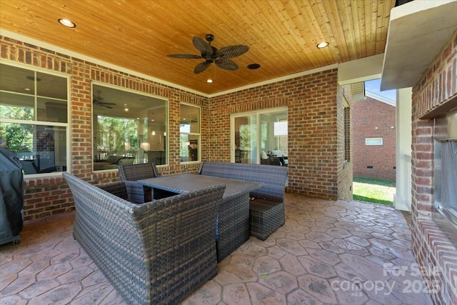 view of patio with ceiling fan