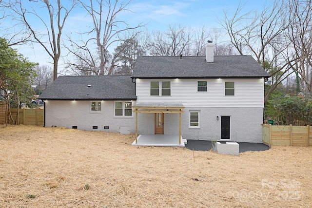 back of property with cooling unit and a patio area