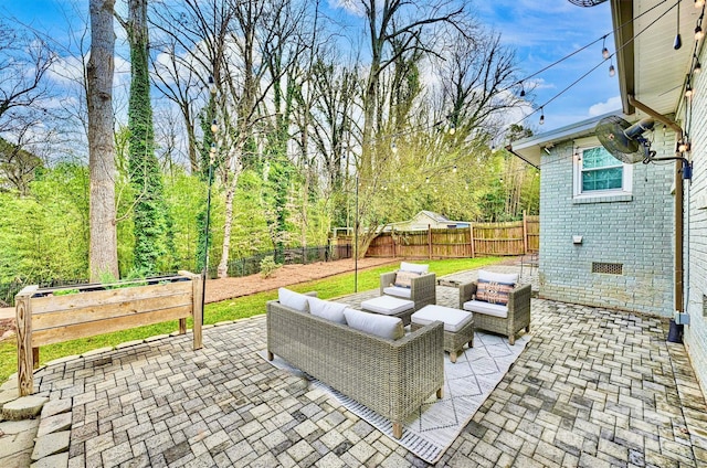 view of patio with an outdoor living space