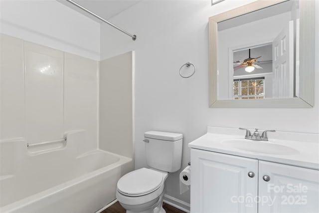 full bathroom with vanity, toilet, and shower / bath combination