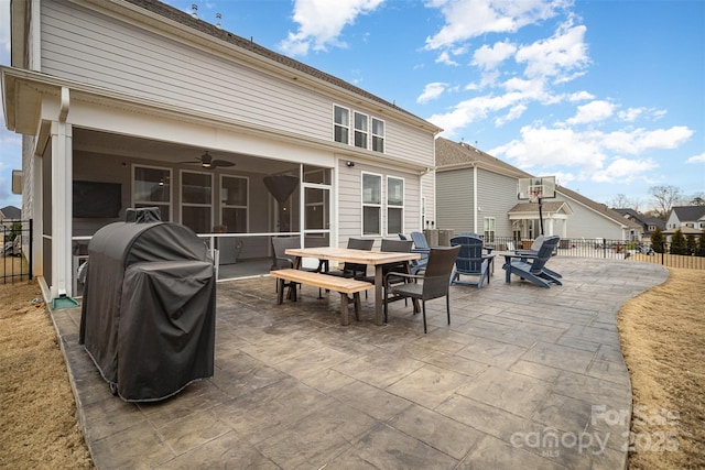 view of patio featuring grilling area and ceiling fan