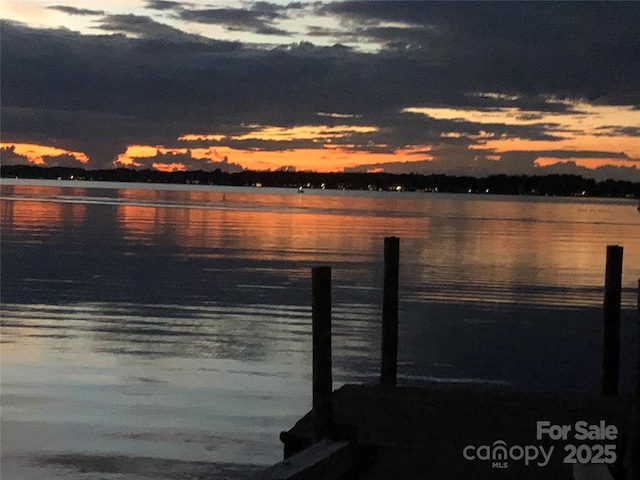 property view of water featuring a dock