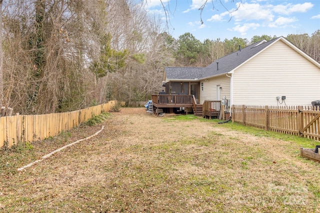 view of yard featuring a deck