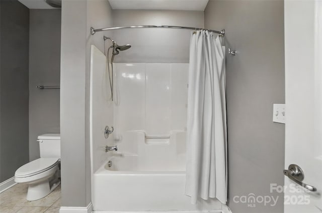 128 Steinbeck Way Unit E, Mooresville, NC 28117 - full bath with baseboards, tile patterned floors, shower / bath combo, and toilet