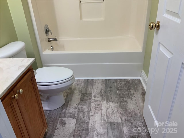 7 Chapel Park Pl, Asheville, NC 28803 - full bathroom with vanity, wood-type flooring, bathtub / shower combination, and toilet