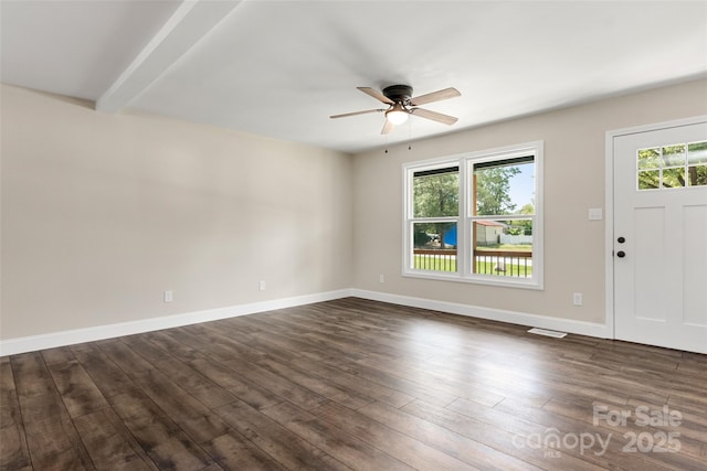 2525 Oxford Cir, Lancaster, SC 29720 - entryway featuring dark wood-type flooring and ceiling fan