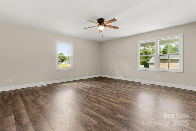 2525 Oxford Cir, Lancaster, SC 29720 - unfurnished room featuring dark hardwood / wood-style flooring and ceiling fan
