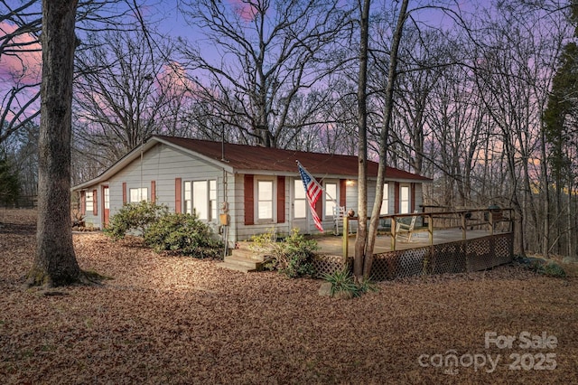 exterior space featuring a deck