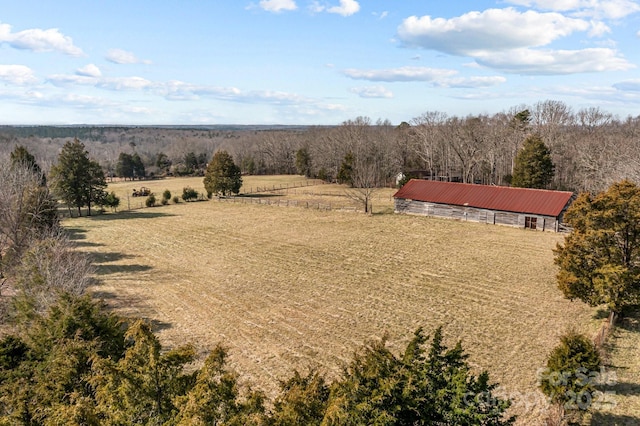 aerial view featuring a rural view