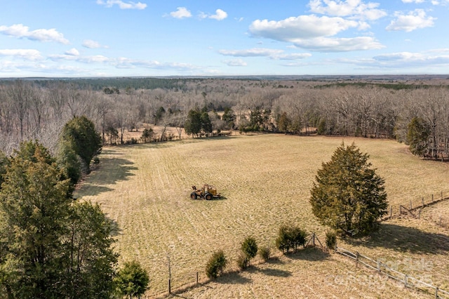 aerial view featuring a rural view