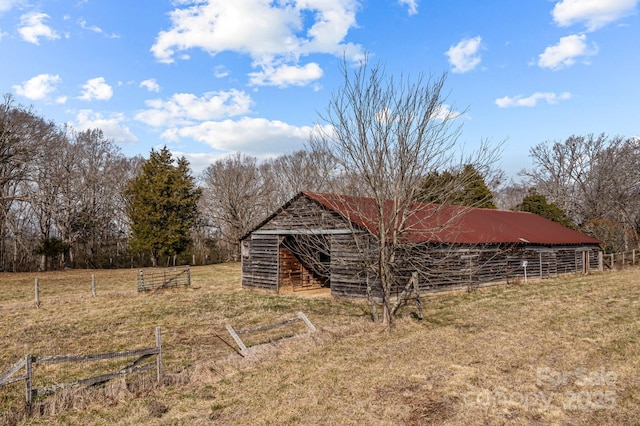 exterior space with a rural view