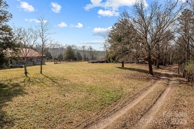 view of yard with a rural view