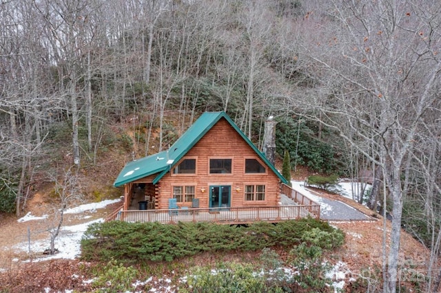 175 Owl Lookout Rd, Sylva, NC 28779 - back of property with a wooden deck
