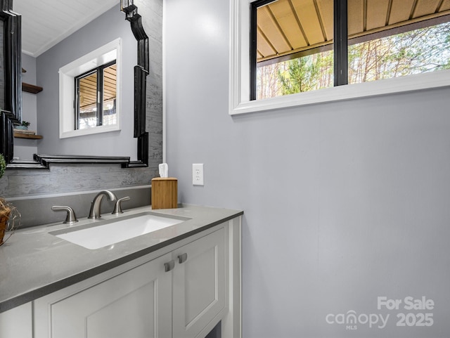 bathroom with vanity and a wealth of natural light