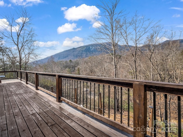 deck with a mountain view