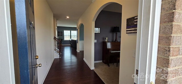 hall featuring dark hardwood / wood-style flooring