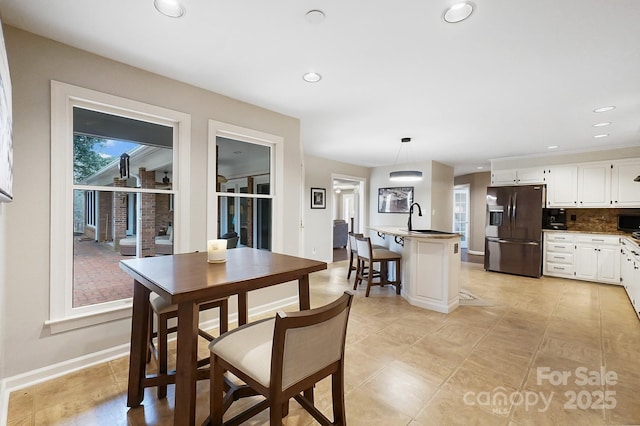 dining area with sink