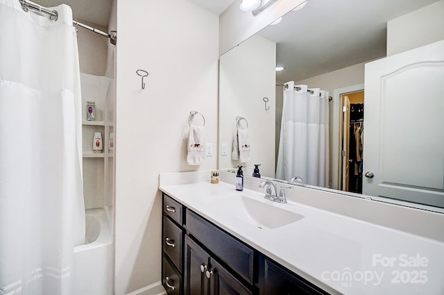 bathroom with vanity and shower / tub combo