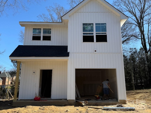 exterior space featuring a garage