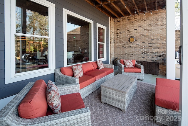 view of patio featuring an outdoor living space