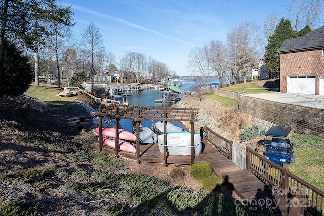 view of dock featuring a water view