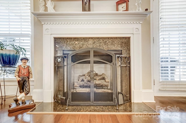 interior details with hardwood / wood-style flooring