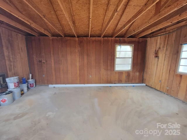 interior space with wood walls and a wealth of natural light