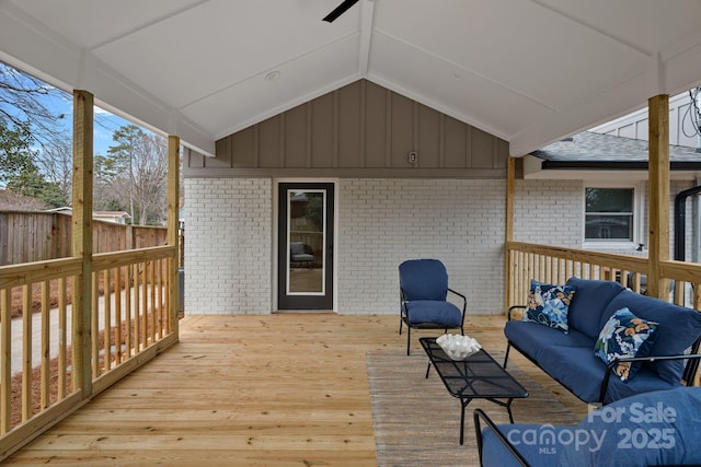 deck with an outdoor hangout area