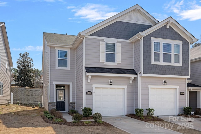 view of front of house with a garage