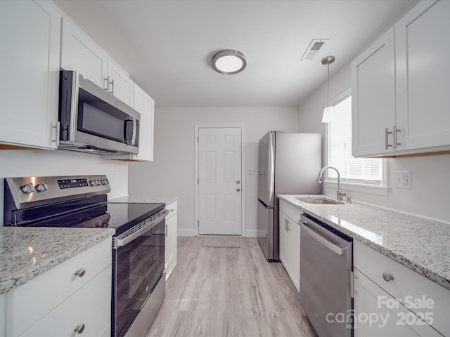 kitchen featuring white cabinetry, sink, and appliances with stainless steel finishes