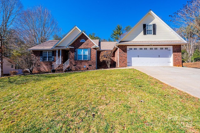 view of front property featuring a garage and a front yard