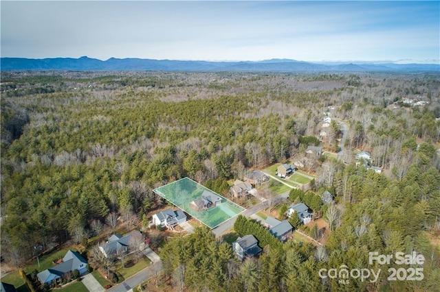 drone / aerial view with a mountain view