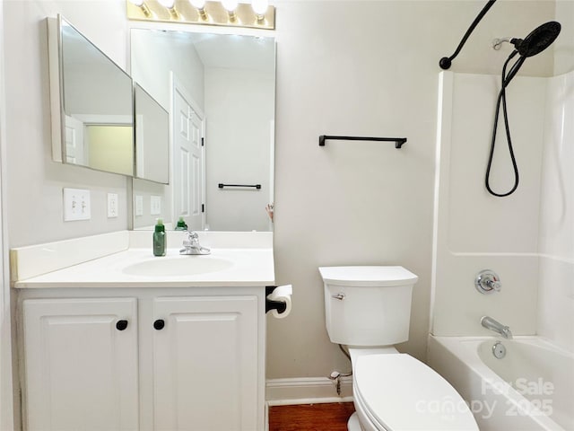 full bathroom featuring vanity, toilet, and shower / bath combination