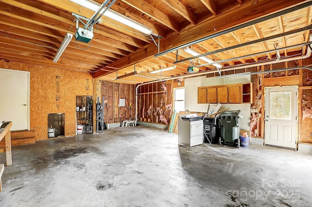 garage with a garage door opener