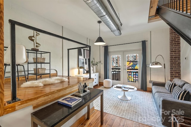 living room featuring hardwood / wood-style floors