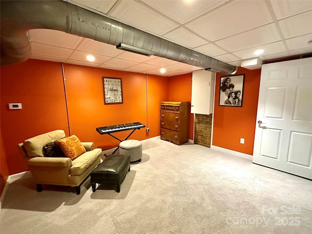 5 Chiles Ave, Asheville, NC 28803 - sitting room with baseboards, carpet floors, a paneled ceiling, and recessed lighting